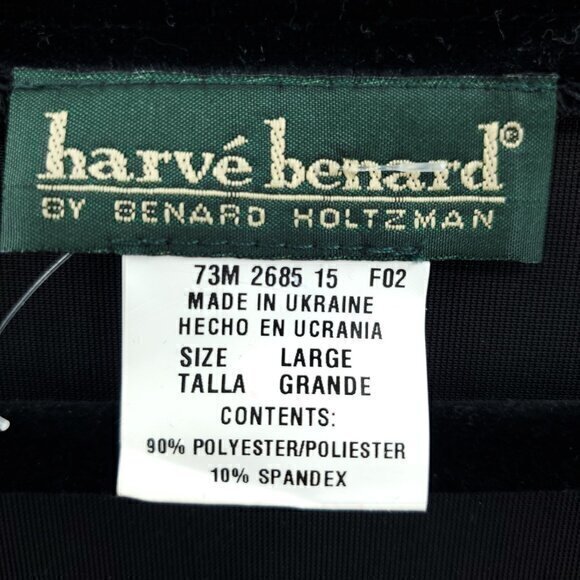 VTG 90s Harve Benard Button Front Velvet Tunic/Mini Dress L Black - Picture 15 of 16